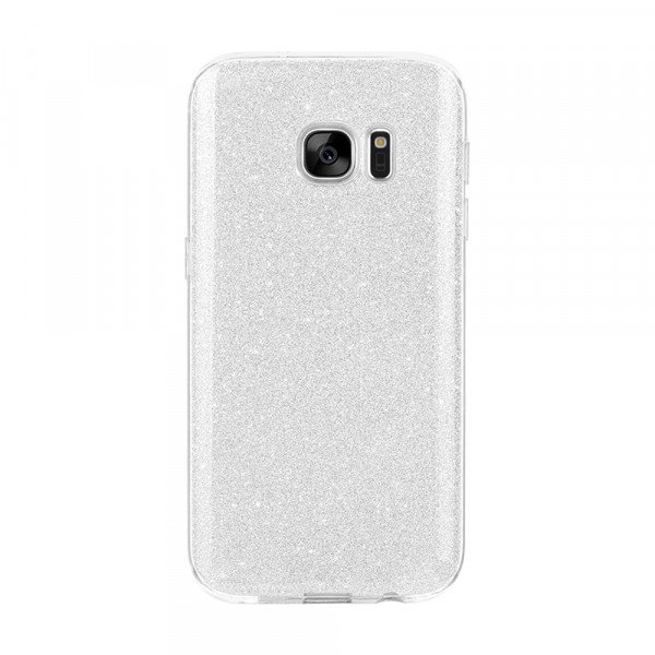 Wholesale Galaxy S7 Edge Shiny Armor Hybrid Case (Silver)